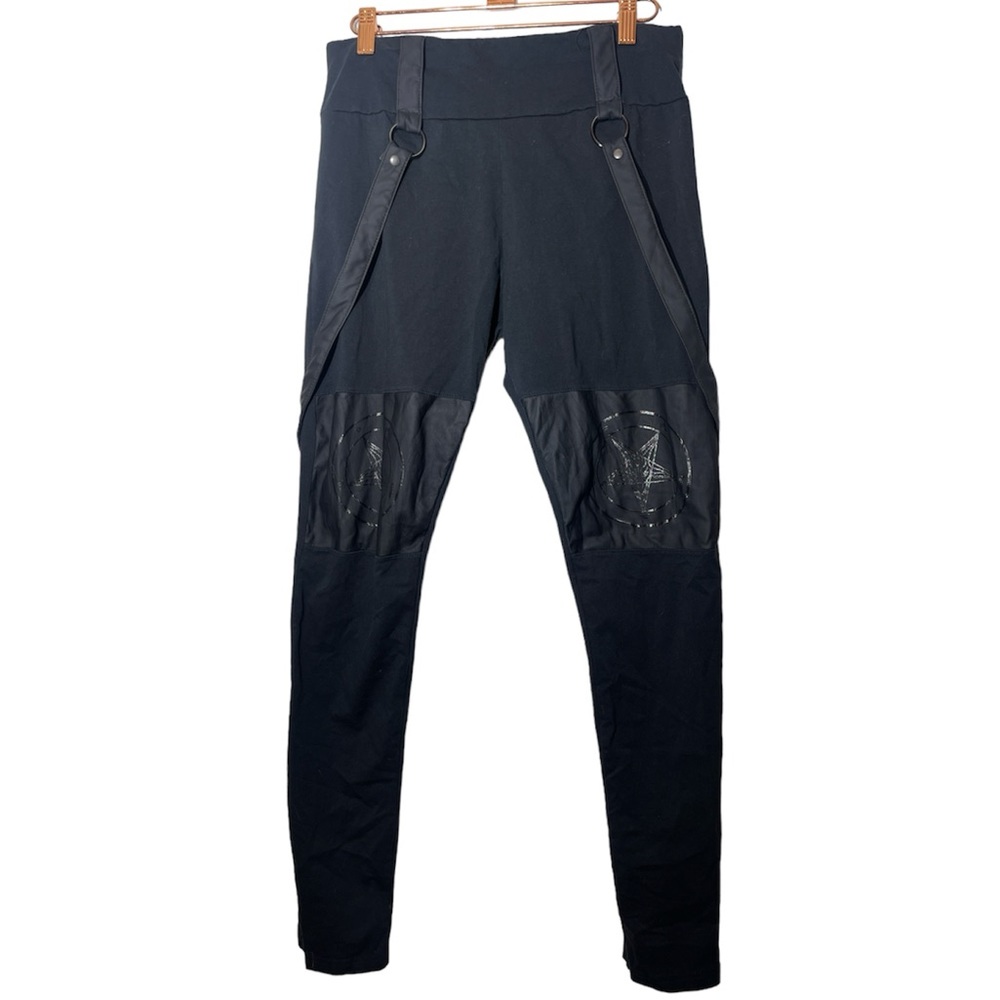 Killstar baphomet leggings with bondage straps